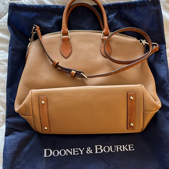 Dooney and Bourke Dillen Tan double pocket pebble leather satchel - Picture 2 of 4